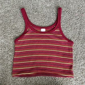 Deep red striped crop top
